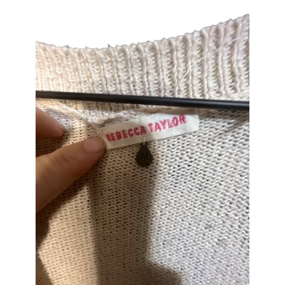 Rebecca Taylor Leopard Print Knit Cardigan Sweater Short Sleeve Womens M - Picture 3 of 4